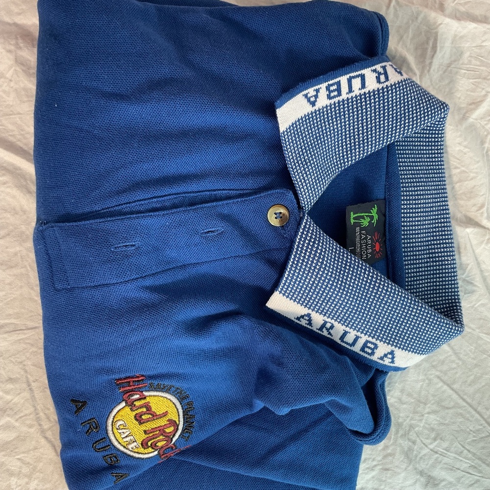 Blue Hard Rock Cafe, Aruba polo shirt, L